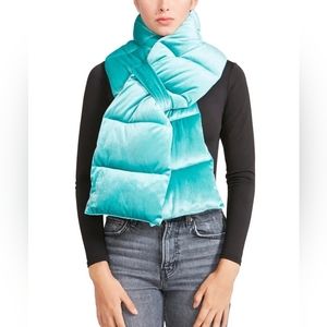 Steve Madden Pull-Through Velvet Puffer Scarf Aqua